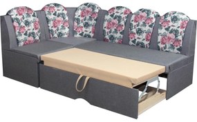 Coltar de bucatarie 104, 206x130 cм Gri cu flori