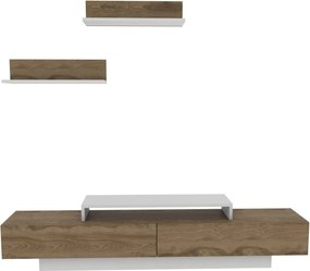 Mobilier living LUSI, stejar inchis/alb, PAL melaminat, 3 piese