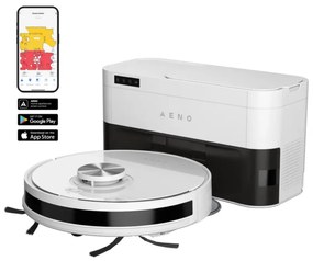 Aspirator robotic AENO ARC0006S, 4000Pa, 3000 mAh, 120 m2, Mapare, Wi-Fi, Comenzi vocale, Autonomie până la 120 min, Alb