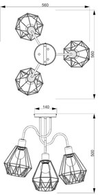 Lustră aplicată BERGEN 3xE27/60W/230V