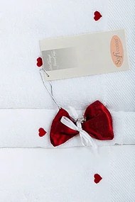 Prosop MICRO LOVE 50x100 cm Alb - inimioare roșu / Red hearts