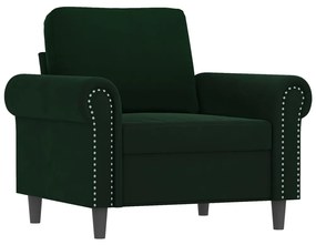 349139 vidaXL Fotoliu canapea, verde închis, 60 cm, catifea