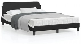 Cadru de pat cu tăblie, negru/alb, 120x200 cm, piele ecologică