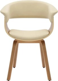 Scaun retro imitatie piele bej crem, lemn furniruit ORGANIC