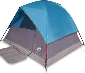 vidaXL Cort de camping cupolă pentru 3 persoane, albastru, impermeabil