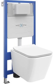 Mexen set WC încastrat cadru Felix Slim cu vas de toaletă Cube și capac de toaletă cu închidere lentă, Albă - 61030924000