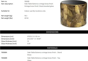 Masuta Laterala Design LUX, Alama, Sticla, Negru, Botanico