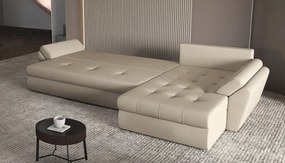 Colțar extensibil dumonde cu ladă de depozitare si sezut confortabil din spuma high-density, Loana XL Enjoy Camel 335x185 cm