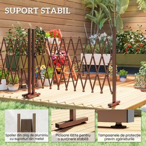 Outsunny Trellis Extensibil Freestanding Gard Mobil Pliabil, Panou Ecran Grădină Aluminiu, 250x103,5cm, Cafea Închis | Aosom Romania