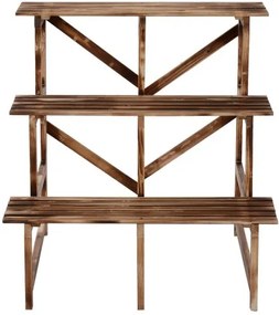 Raft ghivece plante cu 3 etajere Lemn brad 80 x 80 x 80 cm