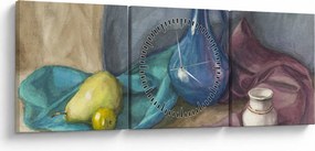 Tablou - Natură moartă pictată (cu ceas) (90x30 cm)