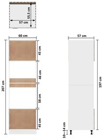 Dulap de cuptor cu microunde, gri beton, 60 x 57 x 207 cm, PAL Gri beton, Dulap pentru cuptor cu microunde, 1