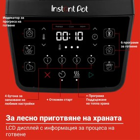 Instant Pot XL 140001901, 1200W, 7.1 l, 7 programe, Start întârziat, Ecran LCD, Negru
