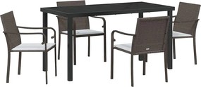 vidaXL Set de masă pentru grădină 5 pcs Maro și negru Ratan PE