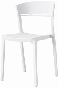 Set de sufragerie 1+4, masa alba BERGEN 120x80cm si scaun alb din plastic COCO