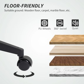 Scaun de birou ergonomic și ajustabil HOMCOM cu spătar curbat, din piele PU și oțel, 58x53x97-107 cm, Negru | Aosom Romania