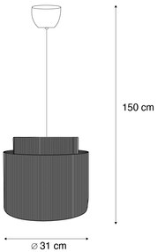 Lampă suspendată Japandi neagră cu frânghie maro 31cm - Smilla