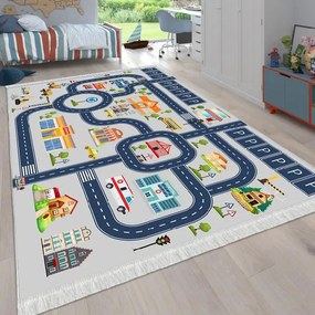 Covor copii antiderapant, 120x180 cm, Orasul cu Parcari