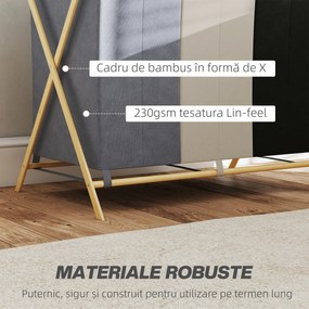 HOMCOM Coș de rufe pliabil 129L cu 3 compartimente și cadru X pentru dormitor, baie sau utilități. | Aosom Romania