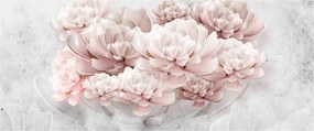 Tablou - Flori roz pe perete (120x50 cm)