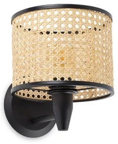 Aplica de perete moderna design natural MAMBO negru/ratan 64307-47