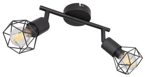 Aplica de perete / tavan cu 2 spoturi design industrial XARA I negru
