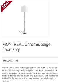 Lampadar / Lampa de podea moderna design elegant MONTREAL crom/bej