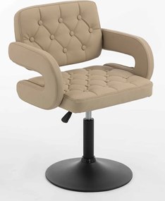 HR8403N Scaun Crem Piele Ecologica Premium Soft cu Bază Neagră