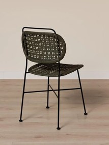 Scaun verde din metal si rattan, "Auro"