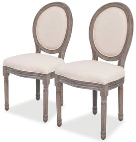 vidaXL Scaune de bucătărie, 2 buc., crem, material textil