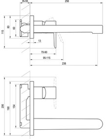 Ravak X070184 - Baterie încastrată pentru lavoar PURI, neagră