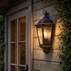 Felinar clasic de perete pentru exterior, auriu antic, IP44 - Havana Half