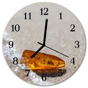Ceas de perete din sticla rotund Amber de aur