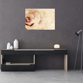 Tablou pe sticlă - floare de trandafir pentru îndrăgostiți (70x50 cm)