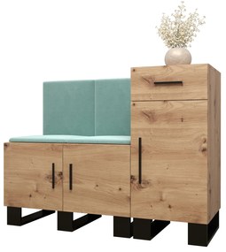 Set mobilier pentru hol Amanda 18 (Stejar artisan + verde). 1086012