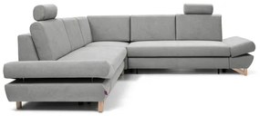 Colțar extensibil AVESTA, tapițat, cu spațiu de depozitare, în formă de L, gri