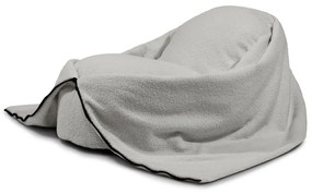 Fotoliu puf pentru copii gri deschis cu tapițerie din țesătură bouclé Cocoon 80 – SLOWDOWN