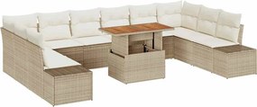 vidaXL Set de canapele pentru grădină 11 pcs Bej Rattan poli