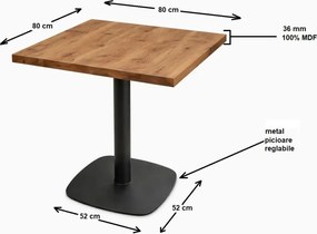 Masa din MDF, patrata texturata, Homs, nuc-negru, 80x80x75 cm, A0110