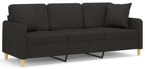 3200921 vidaXL Canapea cu 3 locuri cu pernuțe, negru, 180 cm, textil