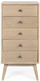 Comodă cu cinci sertare, culoare lemn natural, 48x35x99 cm, Alannis, Bizzotto