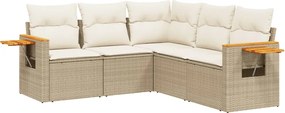 vidaXL Set canapele de grădină cu perne, 5 piese, bej, poliratan
