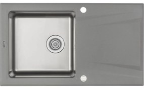 Chiuveta bucatarie hibrida din inox si compozit cu picurator gri metalizat Deante Prime T113 Gri metalizat