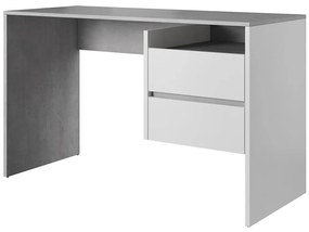 Birou cu sertare MARLO, gri beton/alb