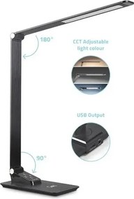 Lampă LED dimabilă de masă cu USB LED/7W/230V 3000K/4000K/5500K negru