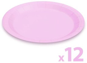 Set farfurii roz din hartie - 23 cm - 12 buc.  pachet