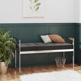 289042 vidaXL Bancă, gri, 97 cm, catifea și oțel inoxidabil