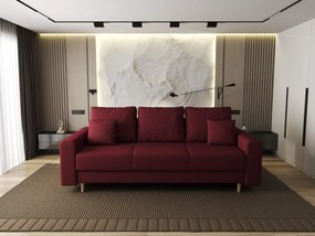 Canapea extensibilă dumonde cu ladă de depozitare si sezut confortabil din spuma high-density, Kronos Enjoy Rosu 210x100 cm