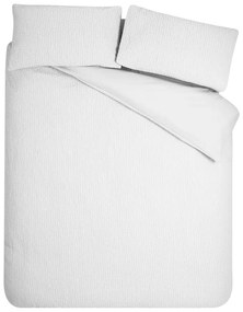Lenjerie de pat albă din țesătură crep pentru pat dublu 200x200 cm Crinkle Seersucker – Catherine Lansfield
