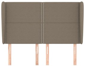 Tablie de pat cu aripioare gri taupe 147x23x118 128 cm textil 1, Gri taupe, 147 x 23 x 118 128 cm